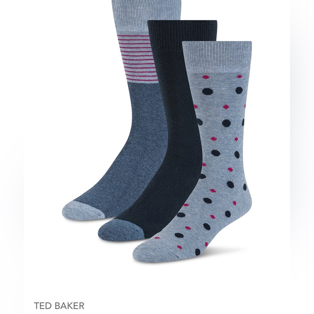 Ted Baker Gray Socks with Pink and Black Dots no offer please